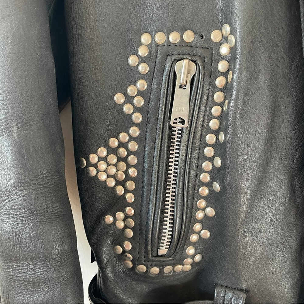 Vintage Nice London Studded black leather motorcycle jacket moto coat M - Picture 3 of 15